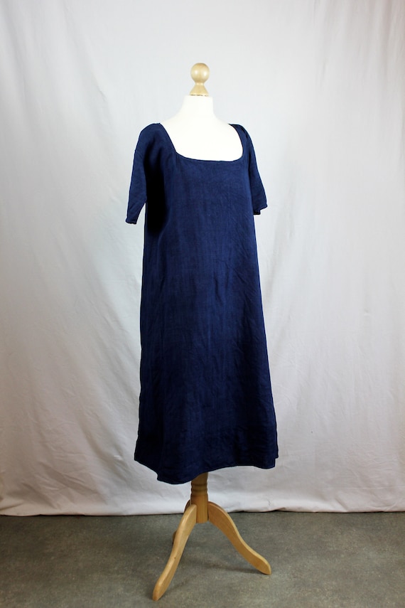 Dress - Old linen shirt blue - image 2