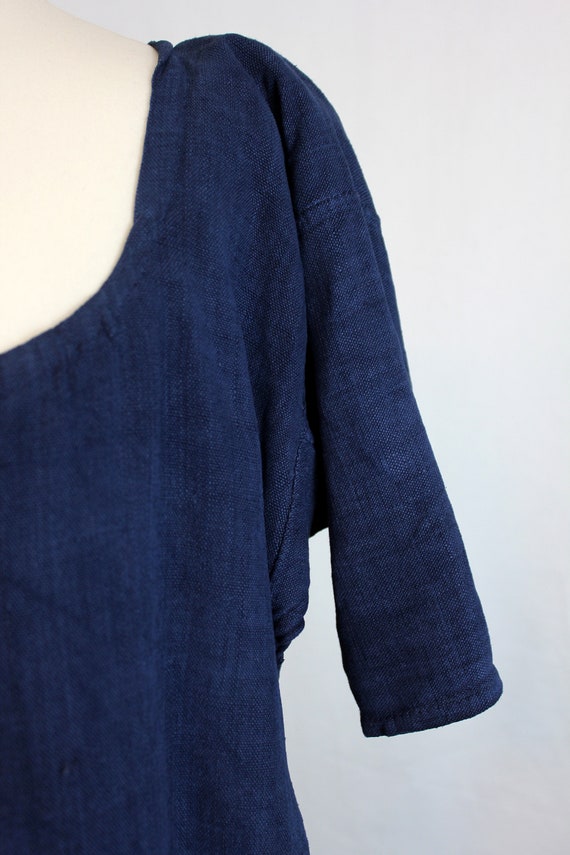 Dress - Old linen shirt blue - image 4