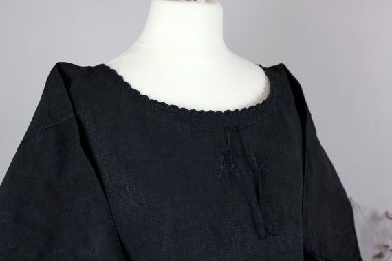 Dress - Old linen shirt black L