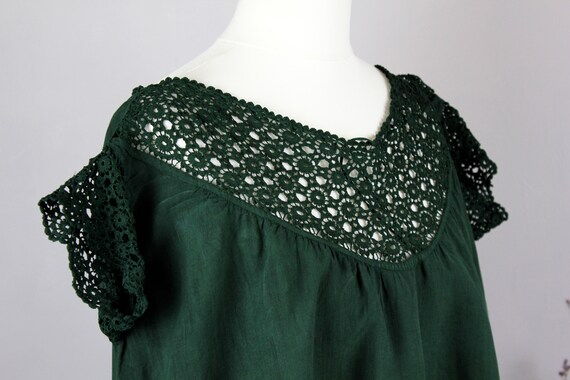 Dress-Old linen shirt green XS