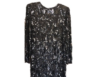 Black Sequin and Beaded Dress
