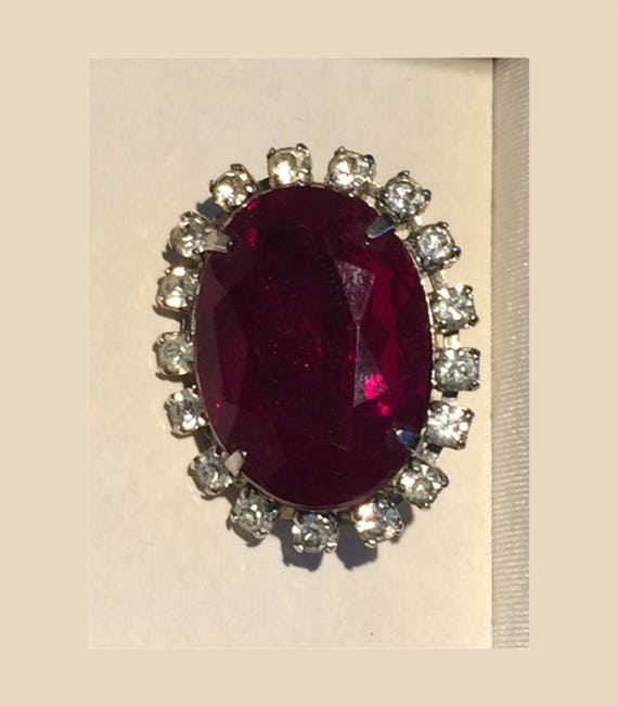 Costume Diamond and Ruby Brooch