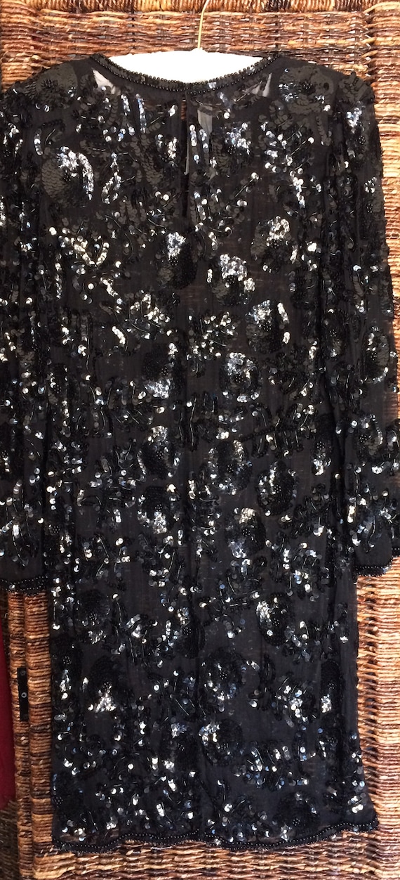 Black Sequin and Beaded Dress - image 2