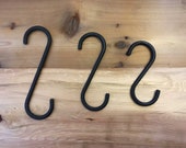Handcrafted, Pot Rack Hooks,Excellent for Hanging Cast Iron, Curtain Hooks, Black Metal Hooks, Metal S Hook, Heavy Duty, Rustic S Hook