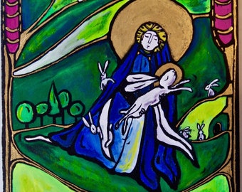 Saint Melangell of Powys,  Art Print, Dancing Monk Series