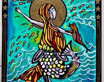 Saint Muirgen of Lough Neagh,  Art Print, Dancing Monk Series