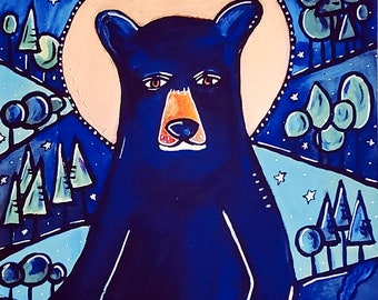 Bear, Art Print, Marcy Hall's Woodland Creature Series