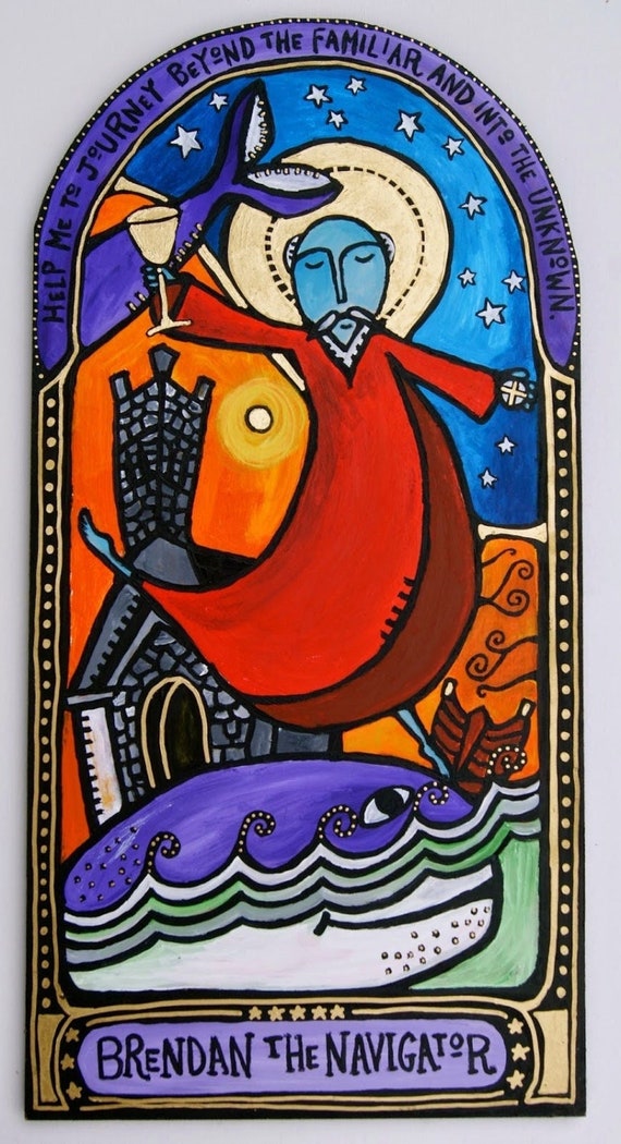 Saint Brendan the Navigator Art Print Dancing Monk Series Etsy