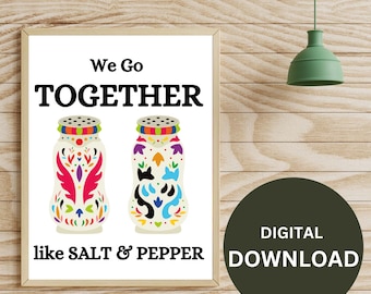 Vintage Kitchenware Solniczka i pieprzniczka Sztuka ścienna do wydrukowania, Prezent na parapetówkę, Dekoracja ścienna jadalni, Dekoracja kuchni, Natychmiastowe pobranie