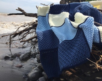 Erie Waters Throw - CROCHET PATTERN - Textured Blanket