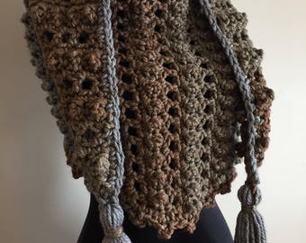 At the Woods Triangle Scarf - Crochet Pattern - PDF