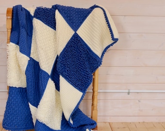 Manta de Crochê com Amostras de Pontos em Azul Tranquilo - PADRÃO DE CROCHÊ