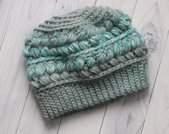 Braided Puff Stitch Beanie CROCHET PATTERN