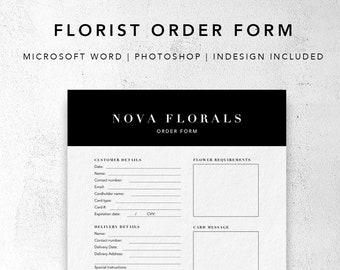 Florist Order Form Template | Florist template | Order Form Design | Florist Forms