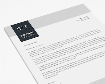 Printable Letterhead template | Taylor letterhead design | Modern letterhead template | Instant download