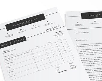 Invoice and letterhead branding kit | Bradley branding kit | Invoice template | Letterhead template | marketing pack | personal branding