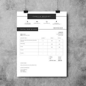 Photography Invoice template Invoice design Receipt template MS Word and Photoshop invoice image 1