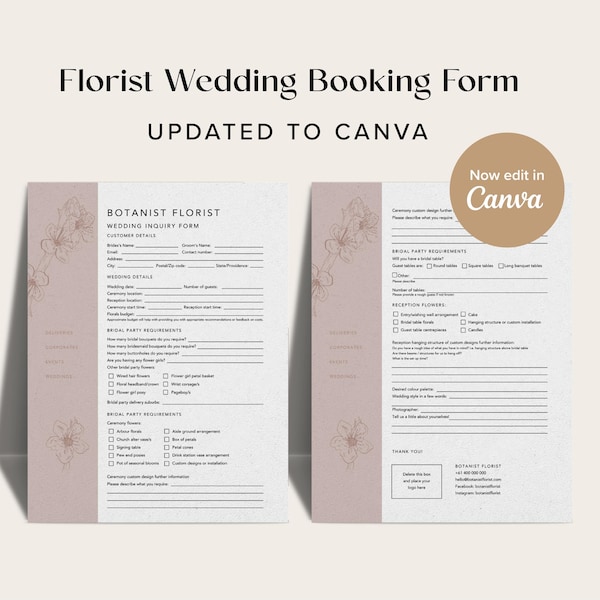 花屋の結婚式予約フォーム | Canvaテンプレート