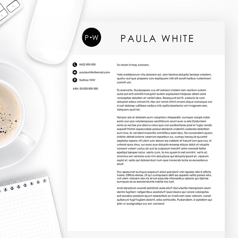 Printable Letterhead Template Digital Marketing Template Etsy Australia
