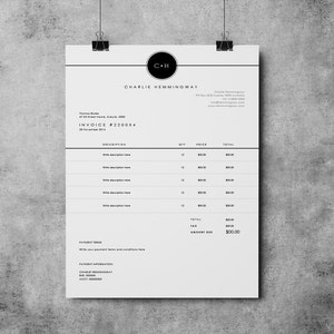 Invoice Template Invoice Design Receipt MS Word Invoice template Photoshop Invoice template Printable Invoice image 1