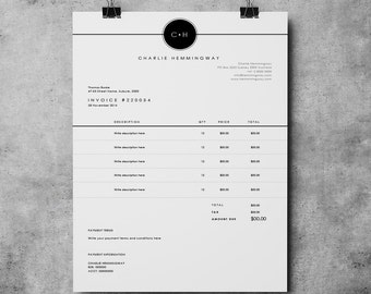 Invoice Template | Invoice Design | Receipt | MS Word Invoice template| Photoshop Invoice template | Printable Invoice