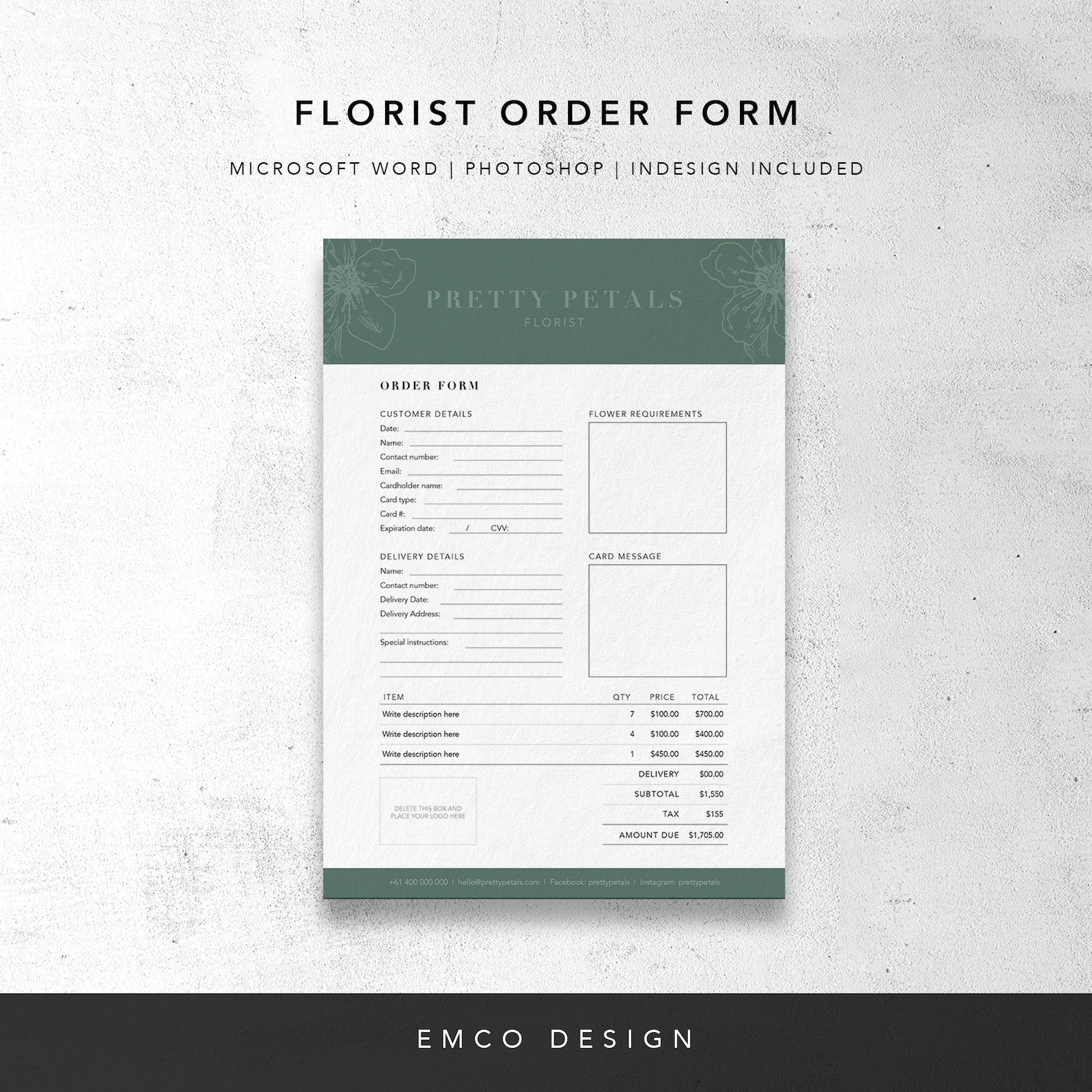 Florist Order Form Template Florist Template Order Form Design Florist Order Form Template Florist Template Order Form Design