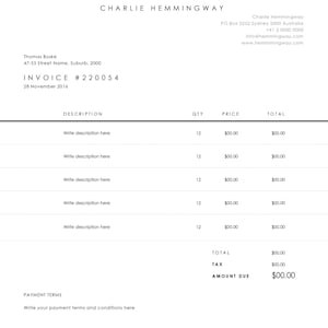 Invoice Template Invoice Design Receipt MS Word Invoice template Photoshop Invoice template Printable Invoice image 4