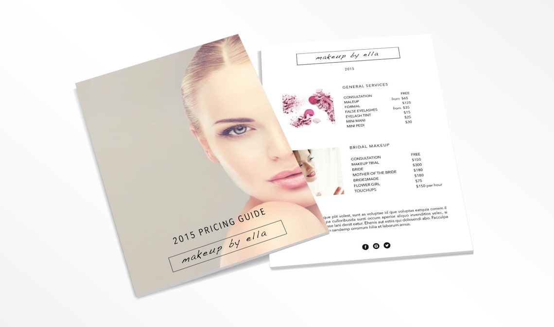 Makeup Price List Price Guide Design Template Etsy Australia