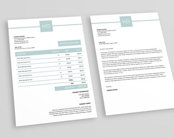 Invoice and letterhead branding | The Davies pack |  Invoice template | Letterhead template