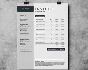 Invoice Template | The Zara Moore Invoice design