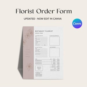 Florist Order Form Template | Florist template | Order Form Design | MS Word Order Form Template