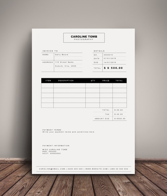 invoice template receipt template invoice instant download etsy