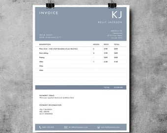 May include: A black and white invoice with the text "INVOICE" at the top. The invoice is for Kelly Jackson and is dated November 28, 2019. The invoice includes a description of services, hours, price, and total. The total amount is $1590.00.