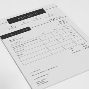Photography Invoice template Invoice design Receipt template MS Word and Photoshop invoice image 2