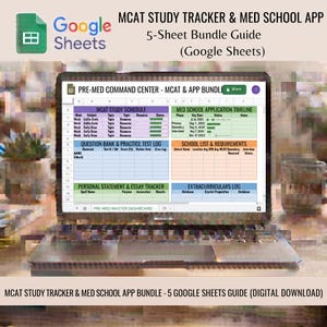 MCAT Study Tracker and Med School App Bundle 5 Google Sheets  Guide