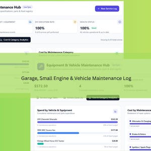 Spreadsheet voor het bijhouden van voertuigonderhoud | Wagenparkbeheer, dashboard voor autoreparaties (digitale download)
