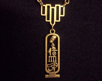 Egyptian Cartouche Necklace, Pendant with Pharaoh