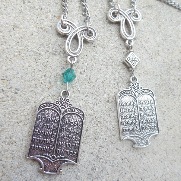 Silver Tables of the Law pendant, Ten Commandments necklace