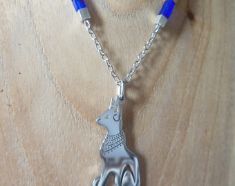 Collar de gato Bastet de plata, amuleto de la suerte egipcio