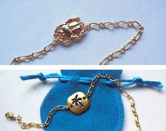 Adjustable scarab bracelet, jewelry with golden palm tree