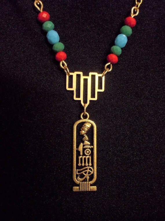 Collier Pharaon avec strass et topaze - Déguiz-Fêtes