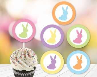 Pasen cupcake toppers, Paashaas Toppers, Afdrukbare Cupcake Toppers, Bunny Toppers, Pasen Afdrukbaar, Digitale Download