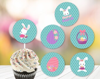 Easter cupcake toppers,Easter bunny Toppers,Printable Cupcake Toppers,Bunny Toppers,Easter Printable,Digital Download
