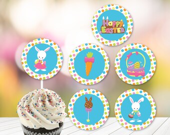Easter cupcake toppers,Easter bunny Toppers,Printable Cupcake Toppers,Bunny Toppers,Easter Printable,Digital Download