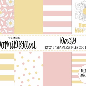 Daisy Collection seamless pattern Pack/Daisy Pattern/fabric pattern/Daisy/Seamless Pattern/Digital Paper/Girls Pattern