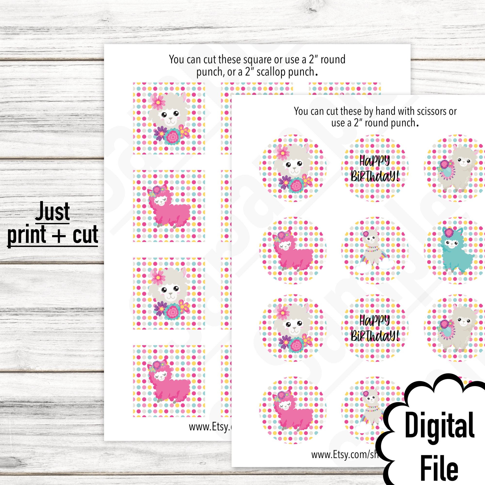 Llama Cupcake Toppers, Llama Birthday Party, Llama Birthday Printable ...
