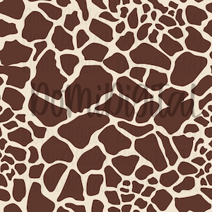 Puede incluir: Un patrón sin costuras de manchas de jirafa marrones y blancas. El patrón es perfecto para crear una variedad de proyectos, como telas, papel tapiz y papel de envolver.