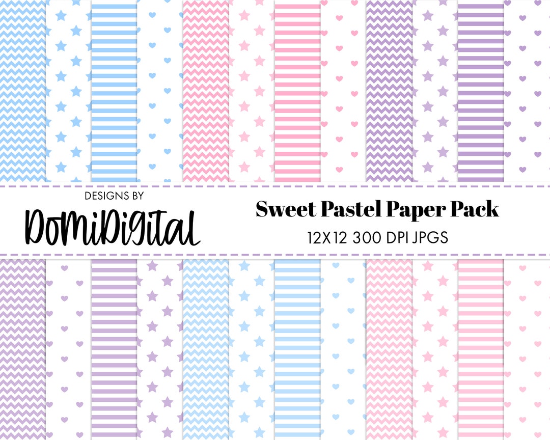 Sweet Pastel Digital Paper Pack Girl, Seamless, Scrapbook Paper ...