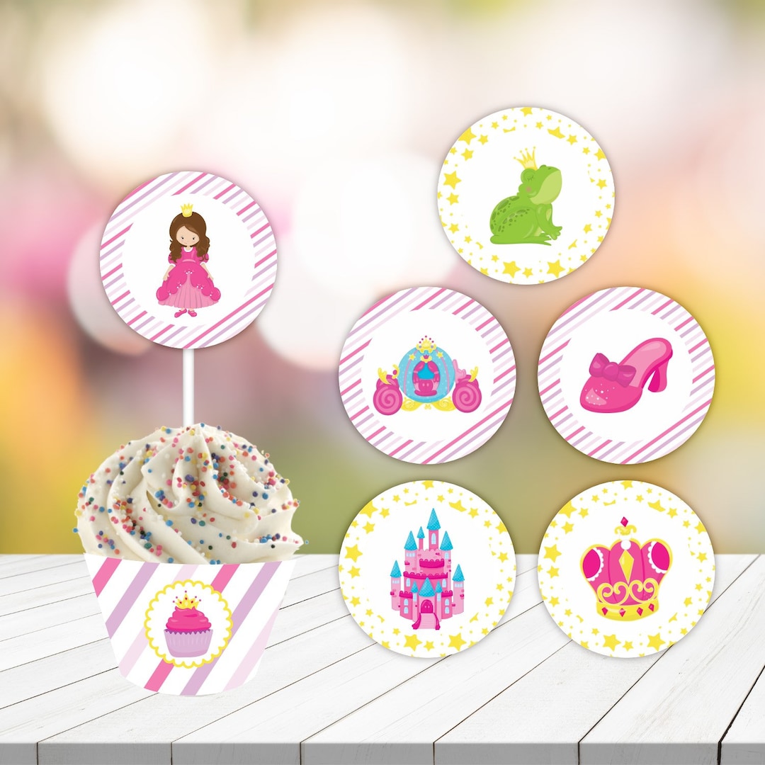 Princess Cupcake Toppers Birthday Digital Download Printable Girls Pink ...