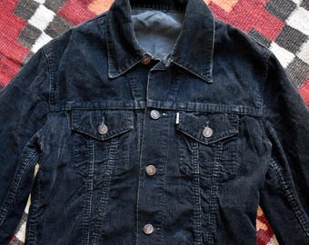 Vtg 80s Levi's 70501 01 Dark Blue Denim Cinch Back Type I Jacket